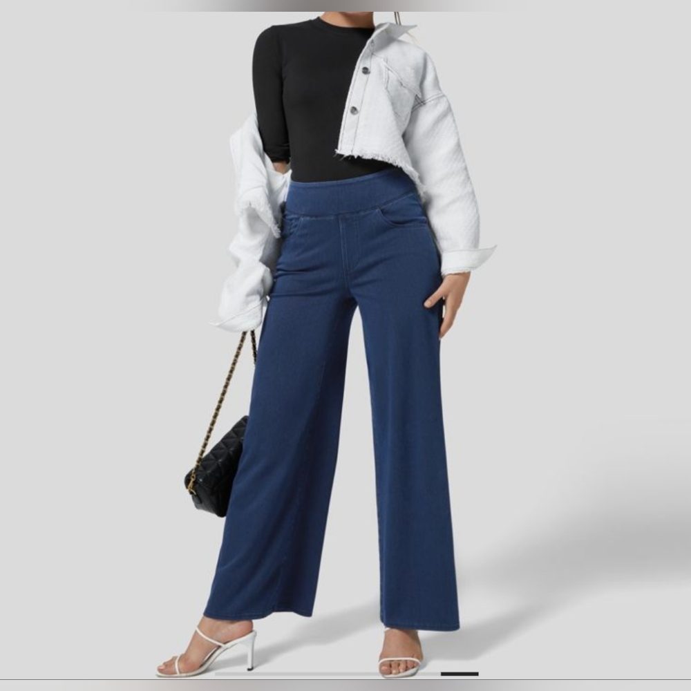 Halara Magic High Waisted Wide Leg Jeans Stretch Loose Pockets Comfort Pull On